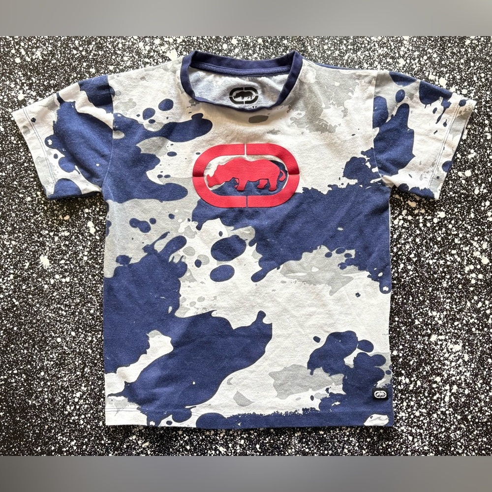 Ecko Unlimited Blue and Gray Camo Splatter T-Shirt Boys Size 7